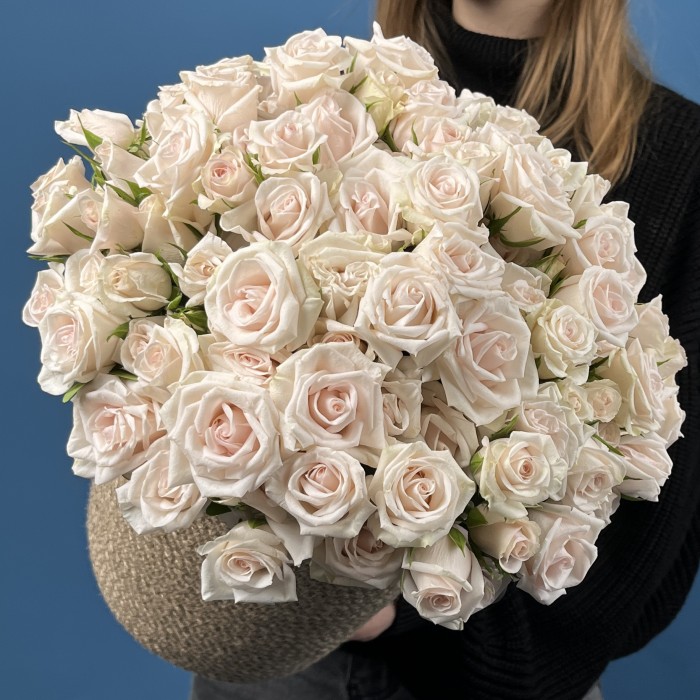 25 кустовых роз Роял Порцелина в кашпо